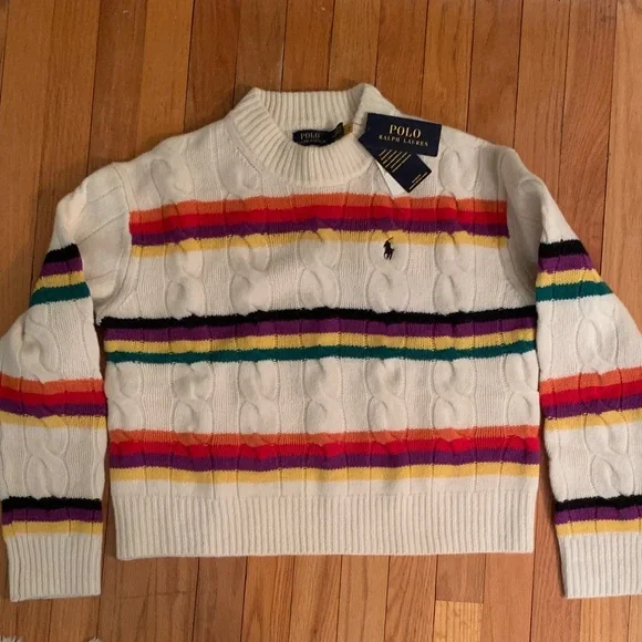Ralph Lauren Multicolor Striped Crew Neck Sweater - Picture 1 of 8